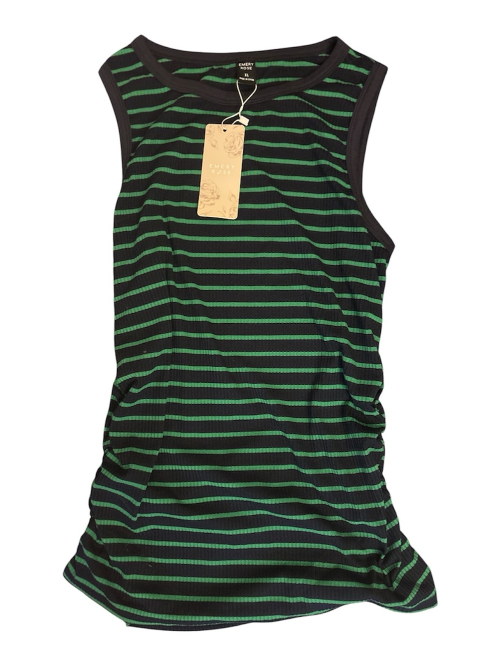 Sleeveless Ribbed Stripe Tank Top - Black & Green